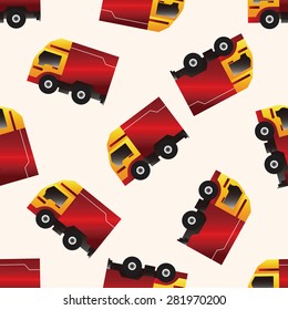 truck , cartoon seamless pattern background