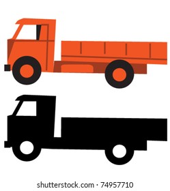 Truck cartoon silhouette vector illustration