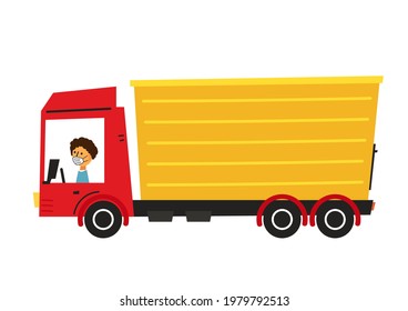 Truck cartoon vector. Truck on white background.