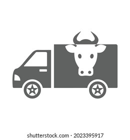 truck, cattle transportation icon. Gray vector graphics.