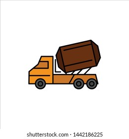 Truck, Cement, Construction, Vehicle, Roller  Flat Color Icon. Vector icon banner Template