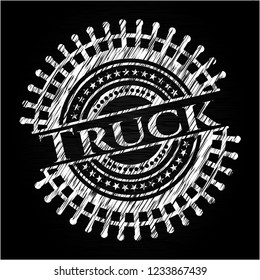 Truck chalk emblem written on a blackboard
