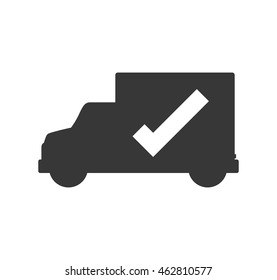 truck check mark transportation delivery shipping icon. Isolated and flat illustration. Vector graphic