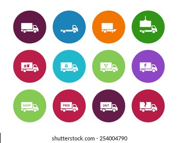 Truck circle icons on white background. Vector illustration.