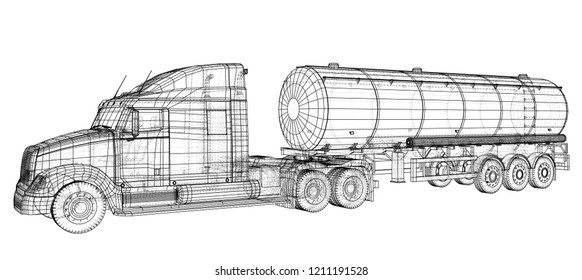 Truck Cistern illustration. Vector. Tracing illustration of 3d. EPS 10 vector format.