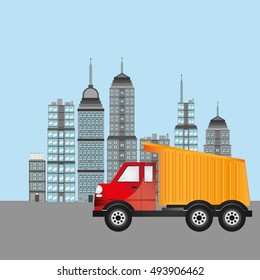 truck with city backbround image 