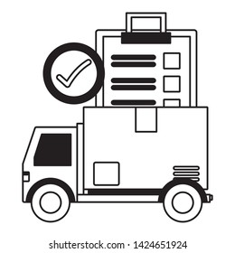 truck clipboard check mark fast delivery logistic vector illustration