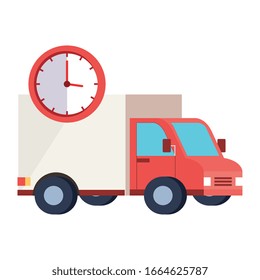 Diseño de coches y relojes, logística de entrega, transporte de envío, almacén de servicios, industria y tema global Ilustración de vectores