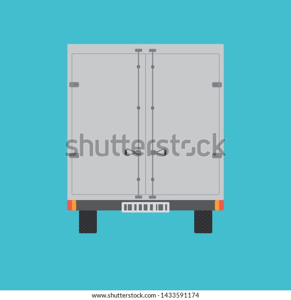 Truck with closed doors /\
back view