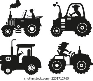 Truck collection isolated vector Silhouette