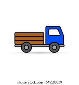 Truck color icon, vector isolated delivery carcass transport symbol.