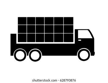 truck with commodities vector - cargo vehicle icon