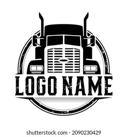 truck company logo. 18 wheeler truck badge concept logo vector isolated. EPS 10 file. Ready made logo template set vector isolated