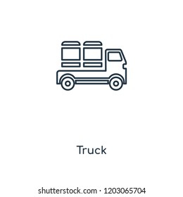 Truck concept line icon. Linear Truck concept outline symbol design. This simple element illustration can be used for web and mobile UI/UX.