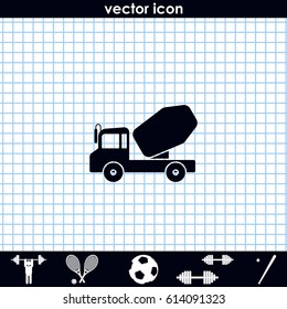 Truck concrete mixer icon.