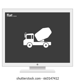Truck concrete mixer icon.