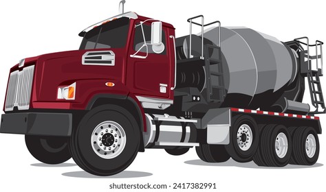 Truck with a concrete mixer on a white background. Vector illustration