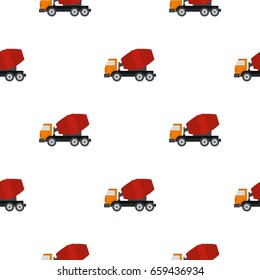 Truck concrete mixer pattern seamless flat style for web vector illustration