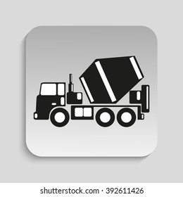 Truck concrete mixer. Vector icon.