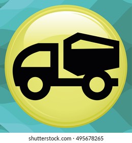 Truck concrete mixer. Vector icon.