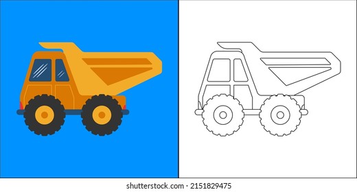 Truck construction suitable for children's coloring page vector illustration