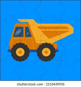 Truck construction suitable for children's puzzle vector illustration