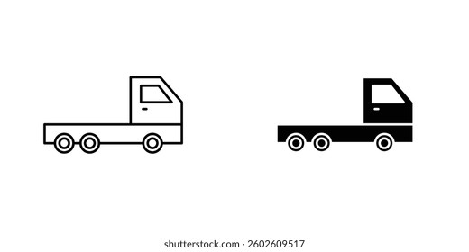 Truck container empty flat Icons in line outline and flat solid style on white background