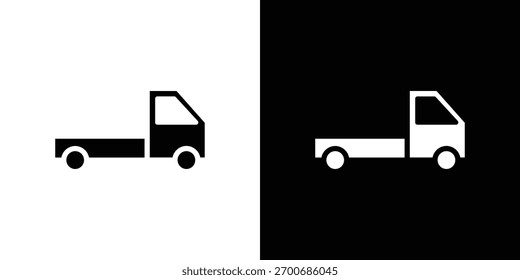 Contenedor de camión colección de silueta de icono vacía en versiones sólidas planas en blanco y negro para Diseños gráficos