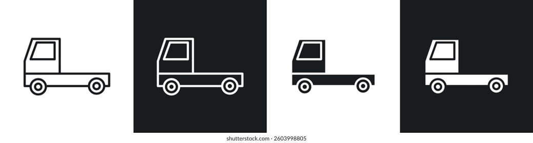 Truck container empty icon symbol collection on white background.