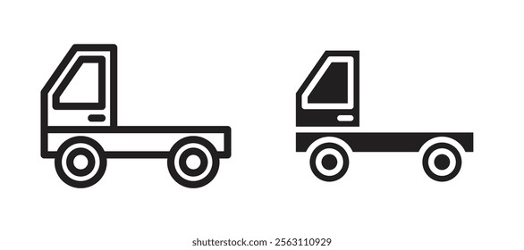 Truck container empty icons in black line and filled versions