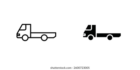 Truck container empty icons set for apps and web ui designs. simple isolated graphics.