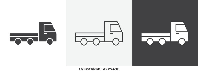 Truck container empty icons in Thin line black color. flat simple vector symbols illustration.