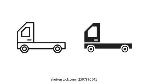 Truck container empty line icon vector set.