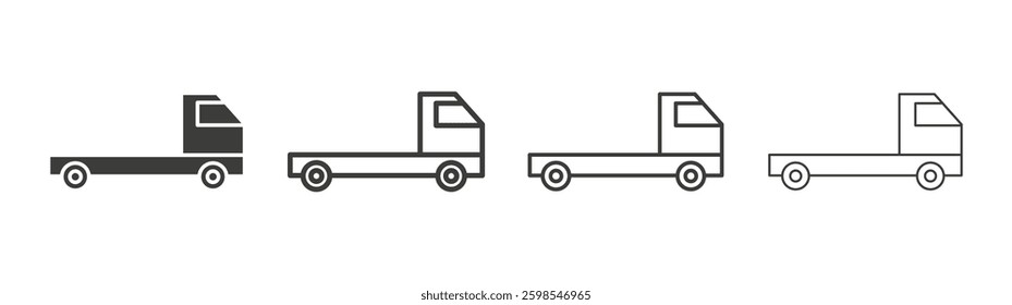 Truck container empty line icon vector illustration set.