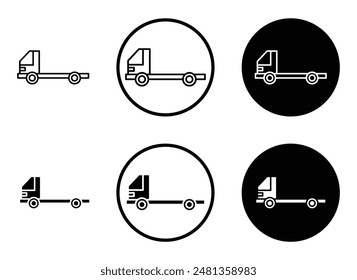 Truck container empty thin line vector icon set.