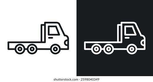 Truck container empty vector icon set in black and white color.