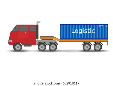 Truck and container. Logistic and transportation concept. Vector EPS10