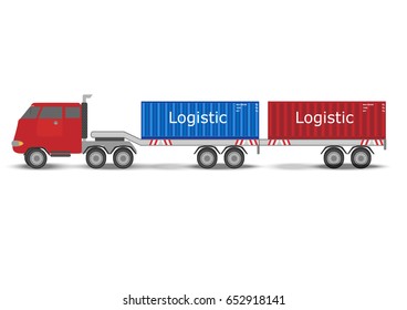 Truck and container. Logistic and transportation concept. Vector EPS10