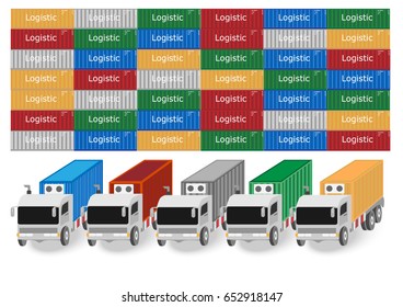 Truck and container. Logistic and transportation concept. Vector EPS10
