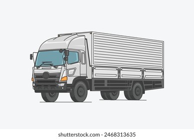 Ilustración vectorial de diseño de línea de caja de ala de contenedor de camión