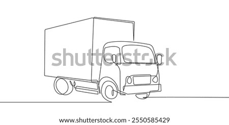 Truck Continuous One Line Drawing. Delivery Car Simple Line Art Illustration for Logo, Print, Poster, Banner in Minimalist Modern Design. Vector EPS 10