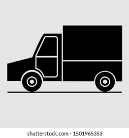 Truck courier delivery, vector icon illustration in glyph style. Vector illustration. isolated On gray background.