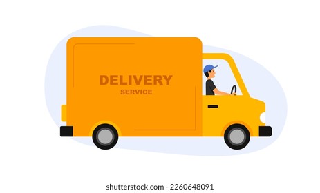 Truck courier. Food delivery icon. Vector