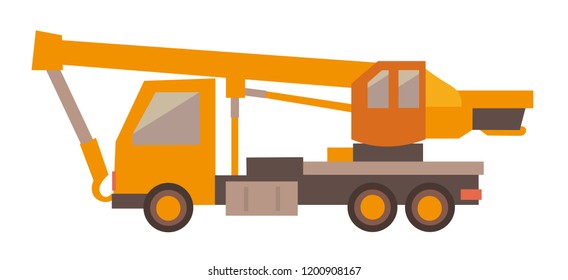 Truck crane flat style isolated on white background