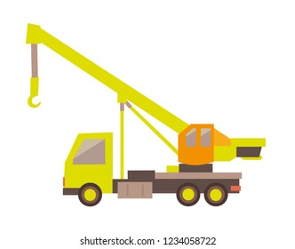 Truck crane flat style isolated on white background
