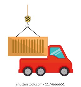 truck with crane hook and container