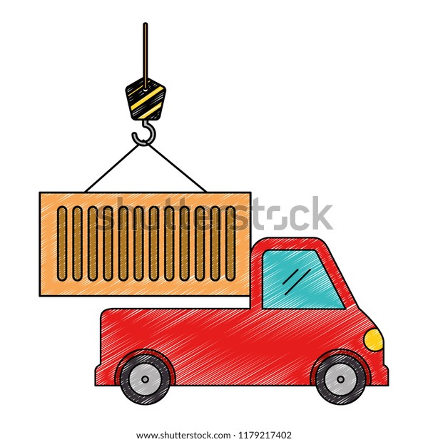 truck with crane hook and\
container