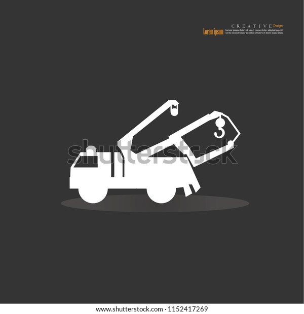 truck\
crane icon.car with crane.vector\
illustration.