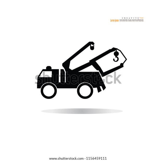 truck\
crane icon.car with crane.vector\
illustration.