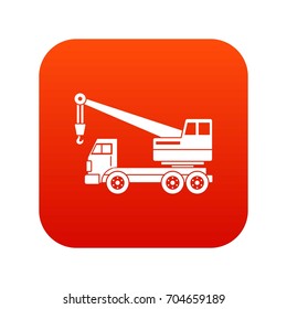 Truck crane icon digital red for any design isolated on white vector illustration